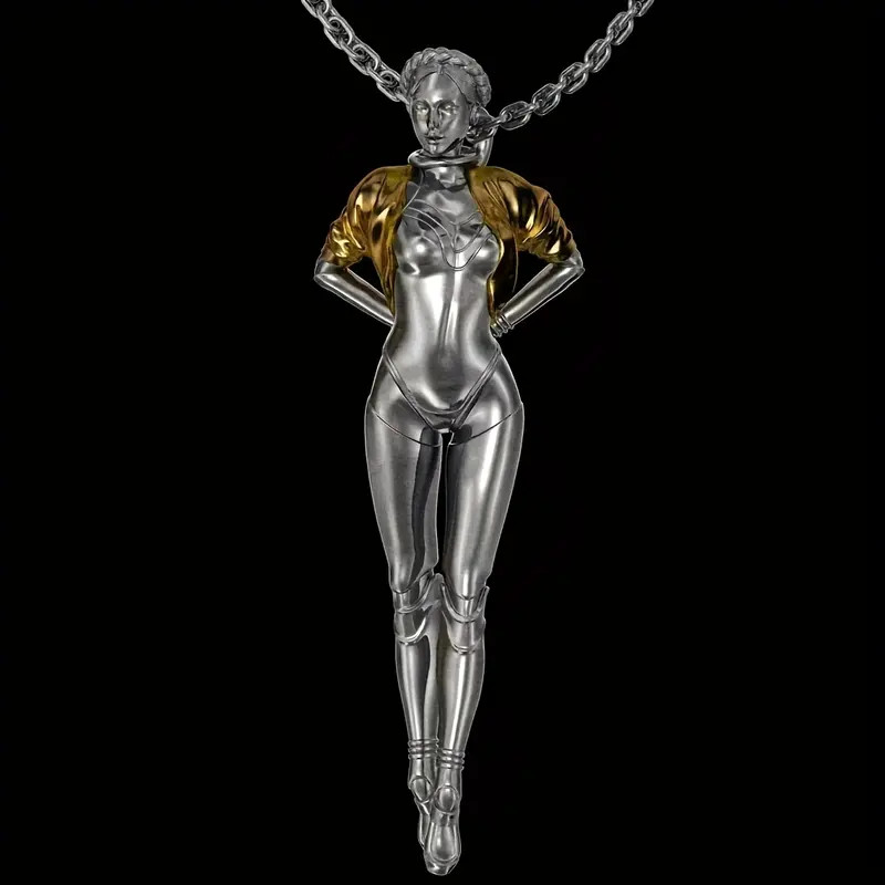 Cyberpunk Beauty Necklace Jewelry Woman 2-Tone Sexy Pendant