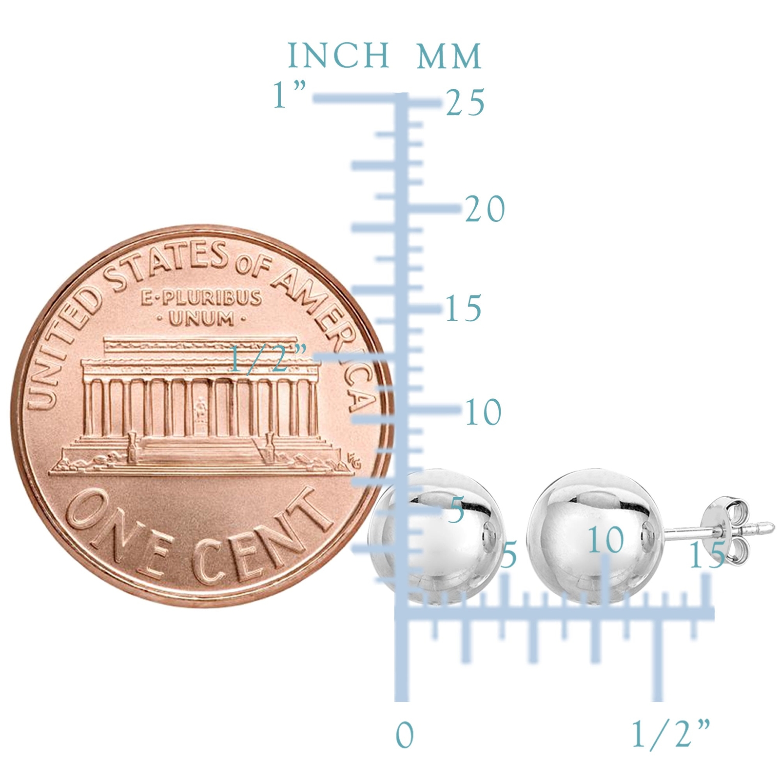 Sterling Silver Ball Stud Earrings, 6mm