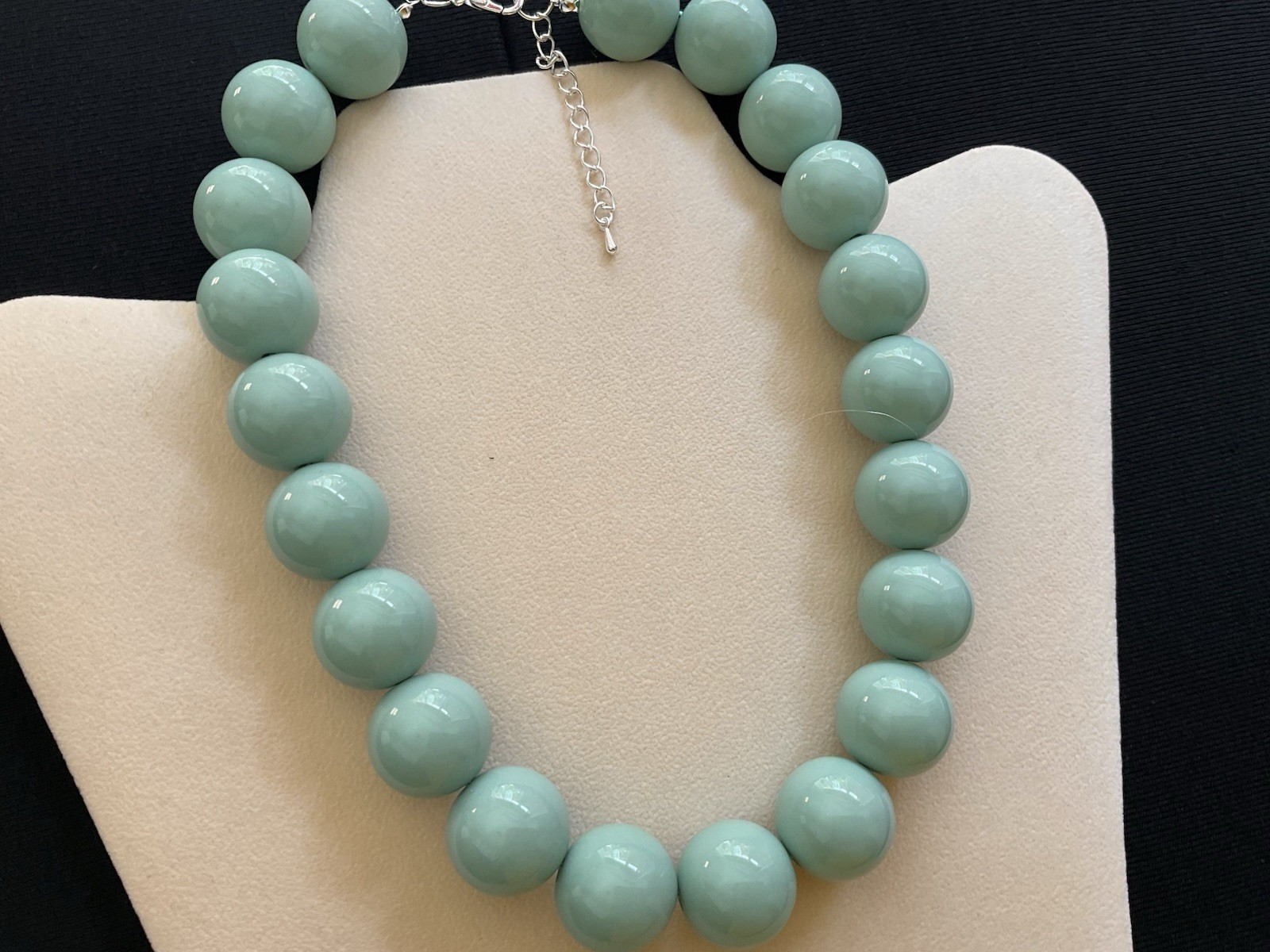Chunky Duck Egg Blue Beads Adjustable Choker Necklace