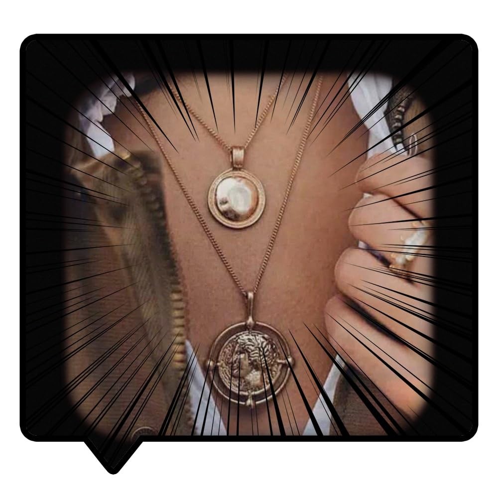 Doubnine Boho Layered Necklace Gold Medallion Coin 1 Count (Pack of 1), gold