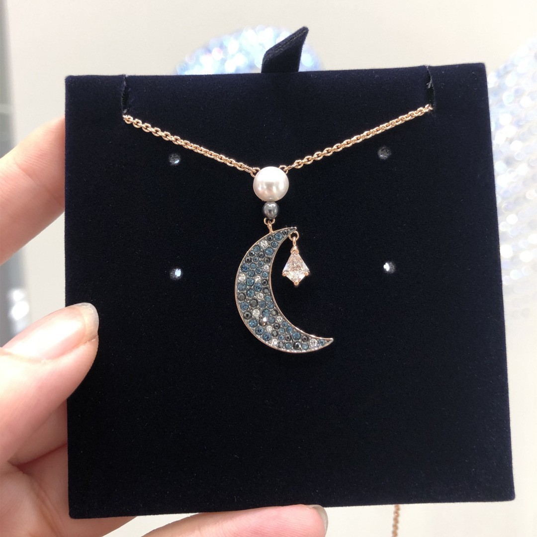 Swarovski Elements Moon Necklace Crystal Ghost Star Clavicle Chain Jewelry Gift