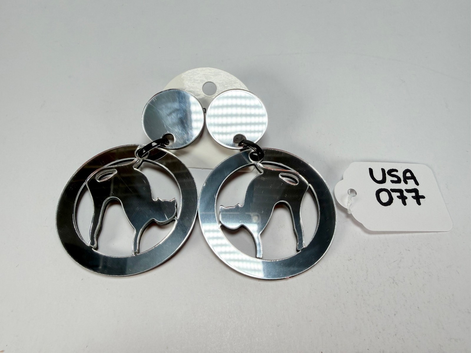 Marion Godart Reflective Chat Miroir” Mirror Effect Hoop Resin Clip On Earrings