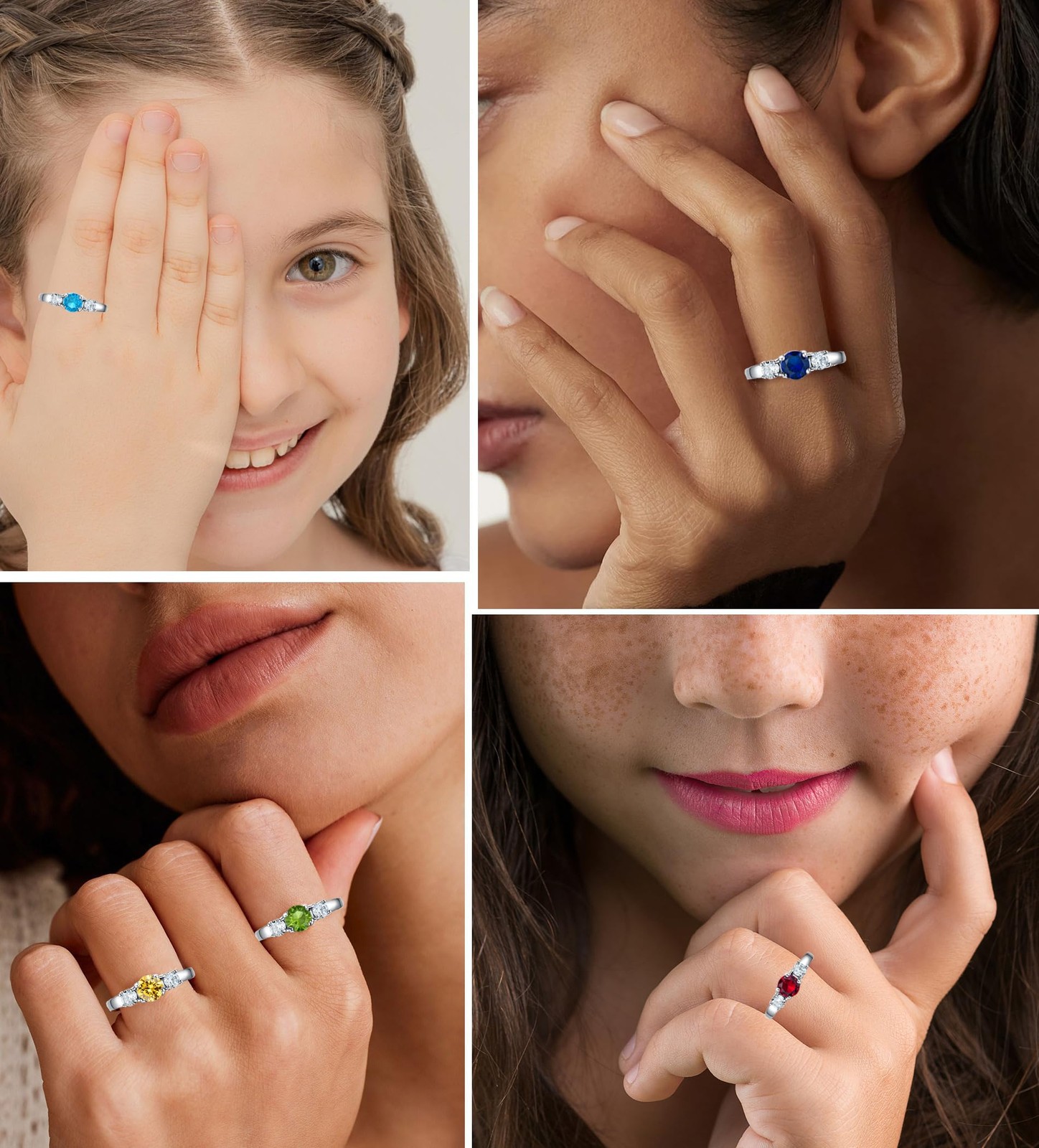 Kids Rings for Teen Girls Birthstone Rings Size 1 2 3 4 Birthday Gifts Stainl…