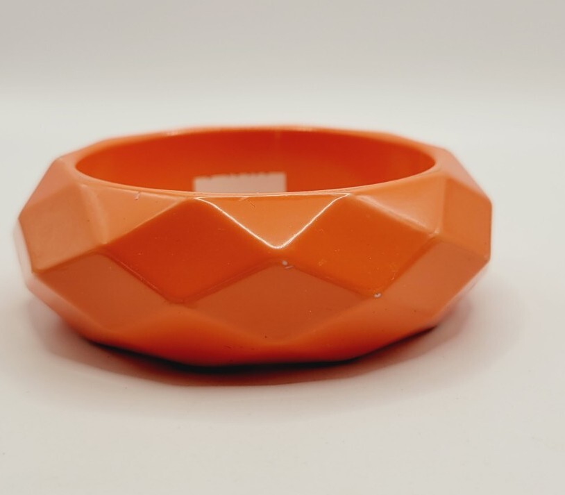 M. Haskell Faceted BANGLE Bracelet ORANGE Slip On Faceted Vintage Jewelry
