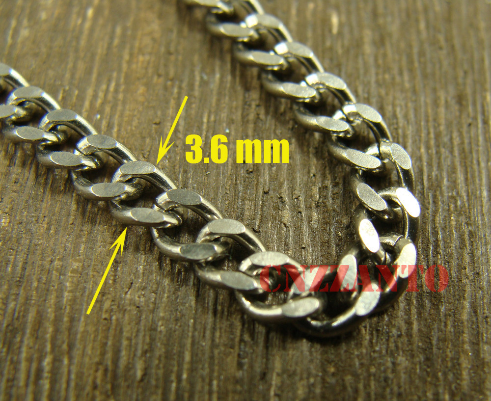 Pure Titanium Ti Curb chain necklace anti-allergy 3.5mm width 23.6 inch length