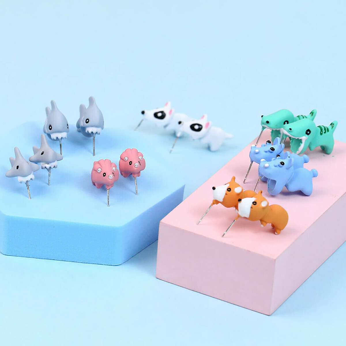 1 Pair Cute Animal Earring Bite Your Ear Cartoon Dinosaur Ear Studs Women Girls