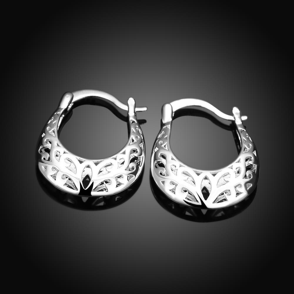 Women’s 925 Sterling Silver Elegant Hollow Flower 26mm Hoop Fashion Earrings