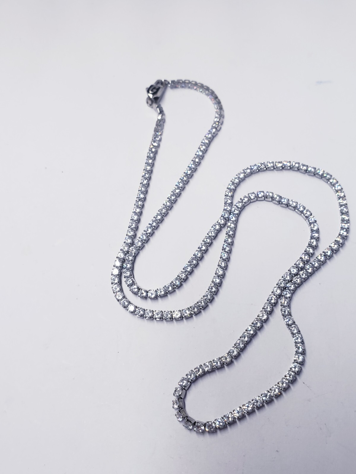 GLD SHOP Cubic Zirconia Tennis Necklace in White Gold Tone – 3mm 22″