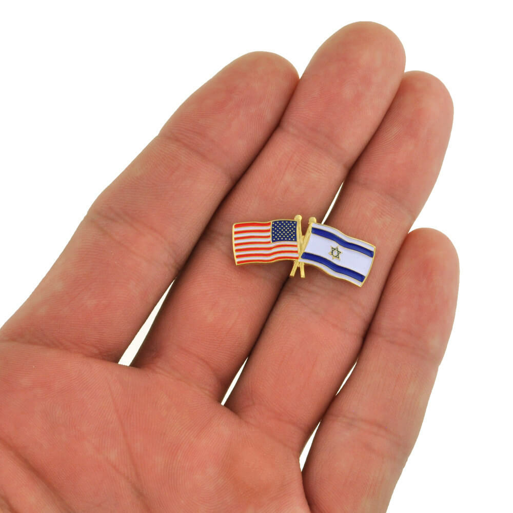 PinMart’s USA and Israel Crossed Friendship Flag Enamel Lapel Pin