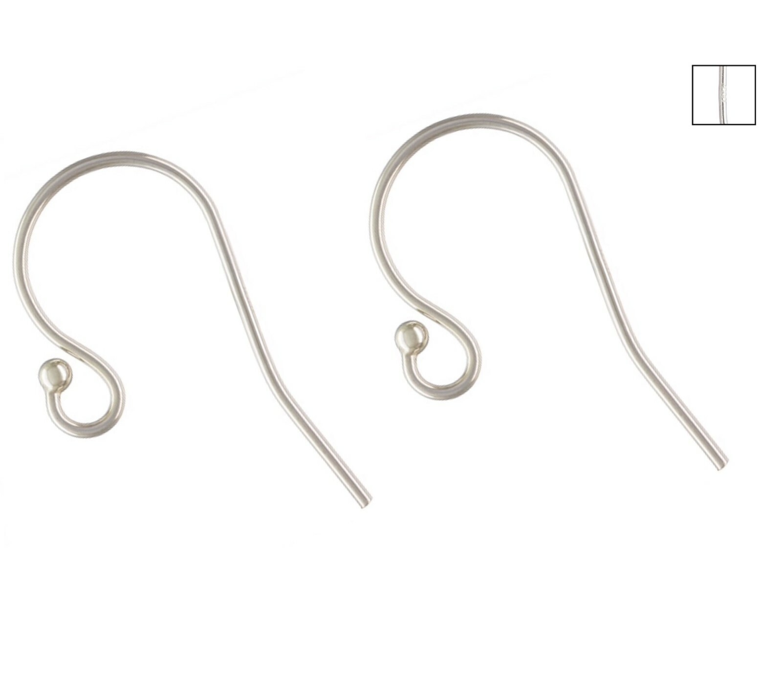 14K White Gold Over Sterling Silver Ball End Earwire Hook Earring Findings 10pcs