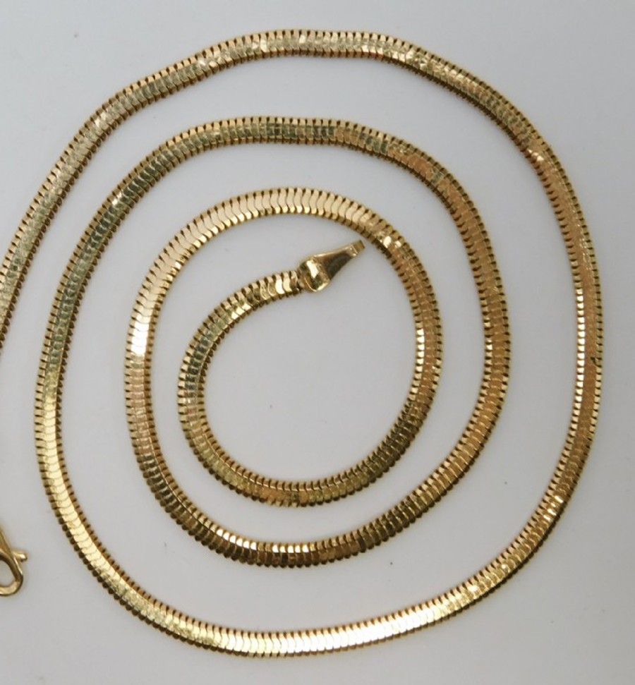 18K Gold Filled Herringbone Chain Necklace 16″/18″/20″/22″/24″ *2/3/4mm/5mm Wide
