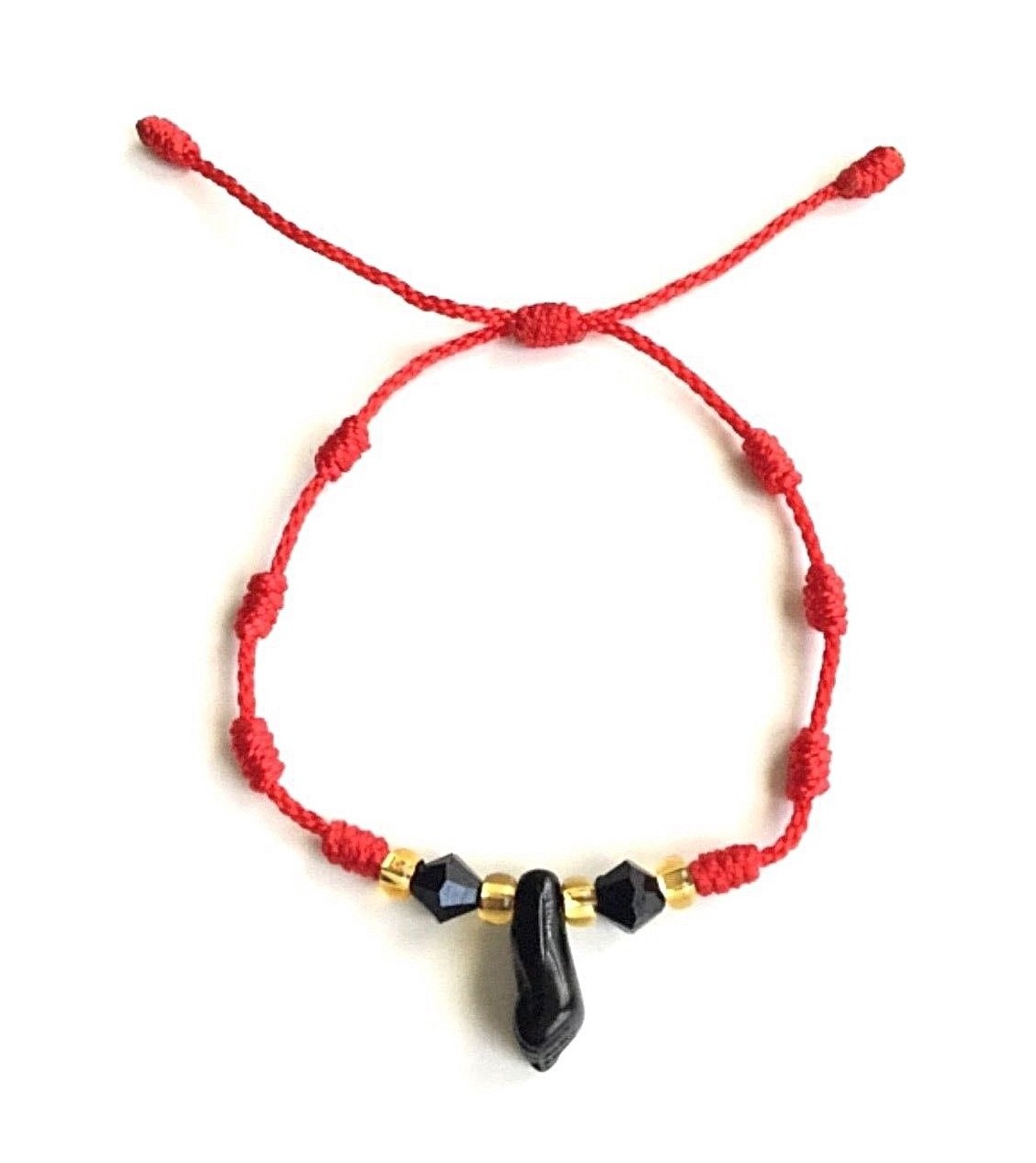 BLACK AZABACHE RED BRACELET ADULT PROTECTION,GOOD LUCK,EVIL EYE – B53
