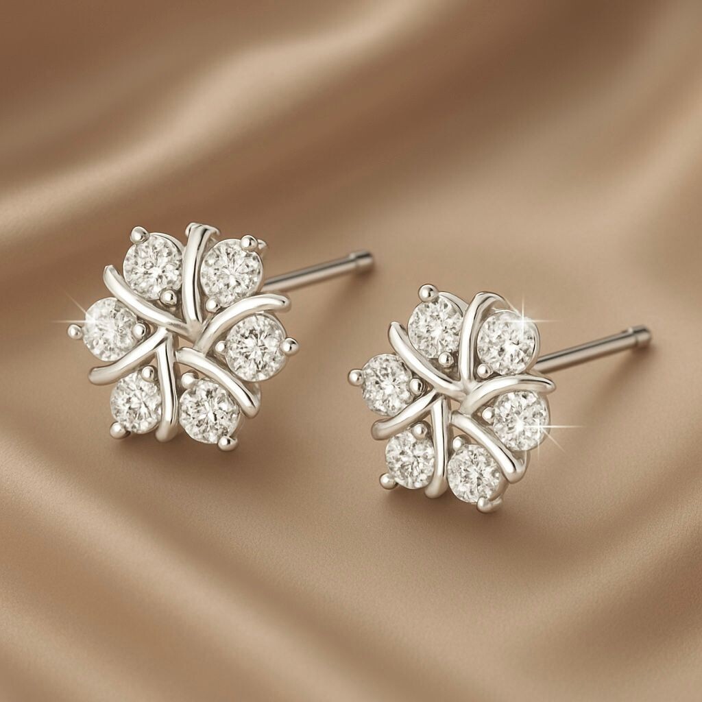 Dainty Floral S925 Silver Stud Earrings – 0.8cm / 0.31in