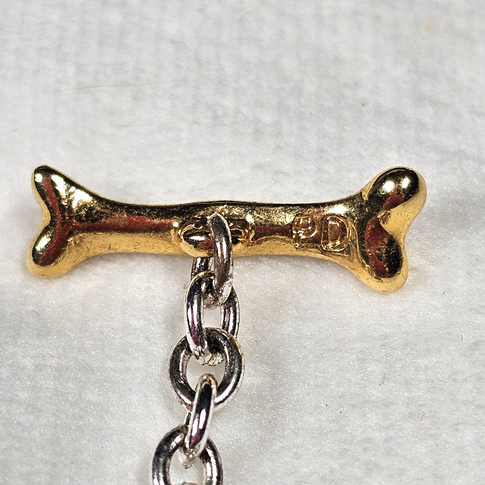 Premier Designs Silver Gold Two Tone Cat Dog Toggle Link Costume Bracelet 6.75″
