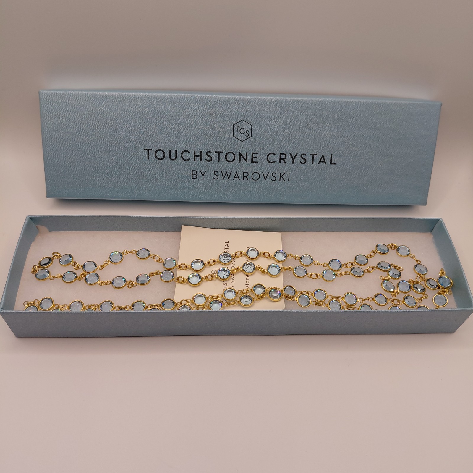 Touchstone Crystal By Swarovski Bezel Set Necklace Light Blue