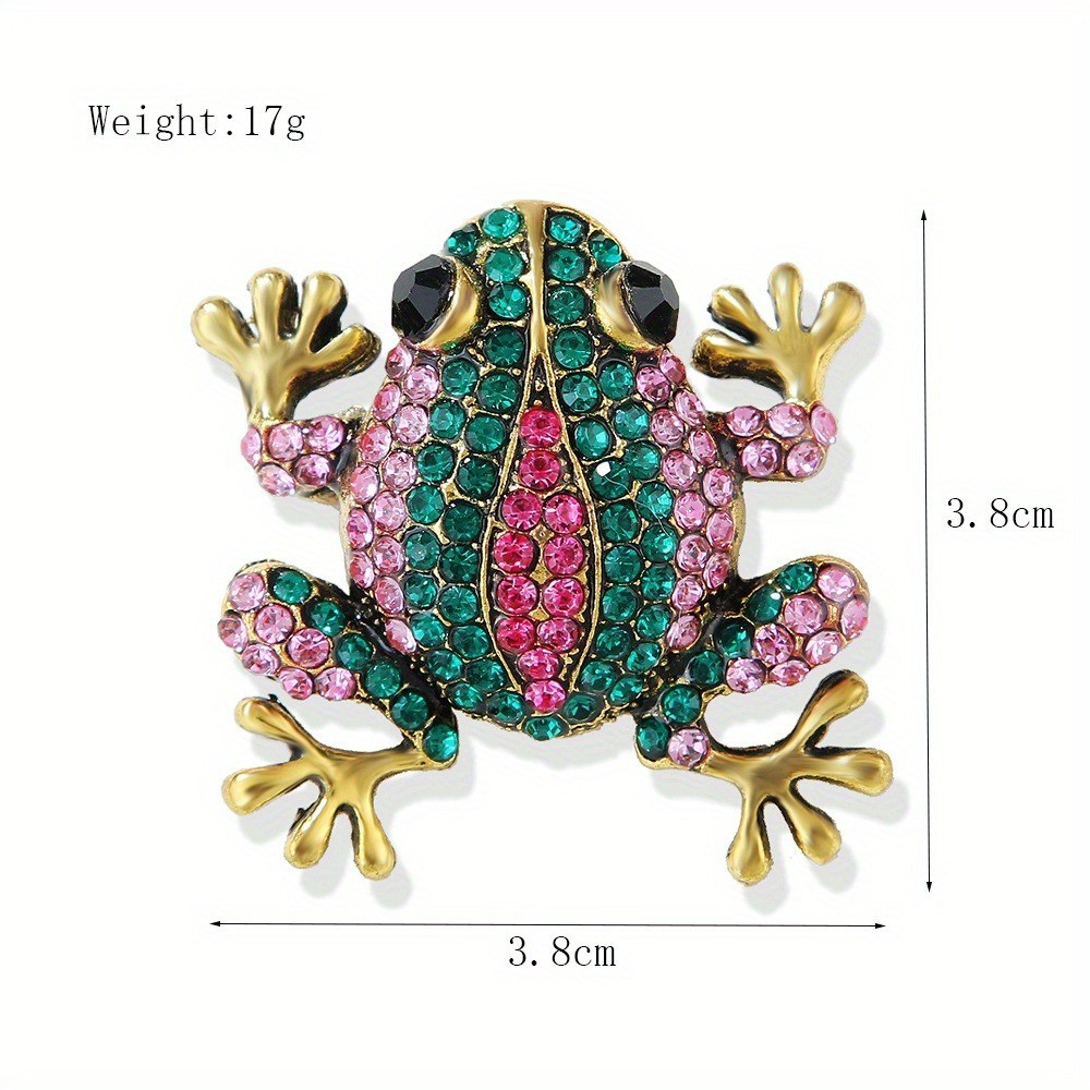 2Pcs Vintage Rhinestone Frog Brooches Women Fashion Animal Brooch Pin Jewelry