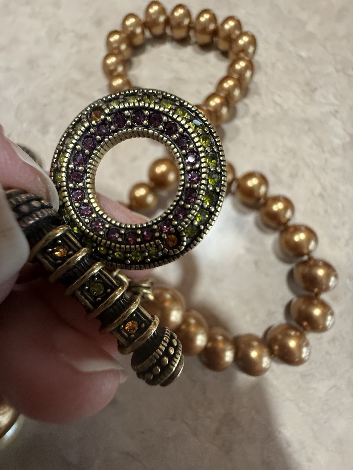 Heidi Daus Beaded Necklace 19” In length Dark Golden (Bronze) Swarovski Crystal