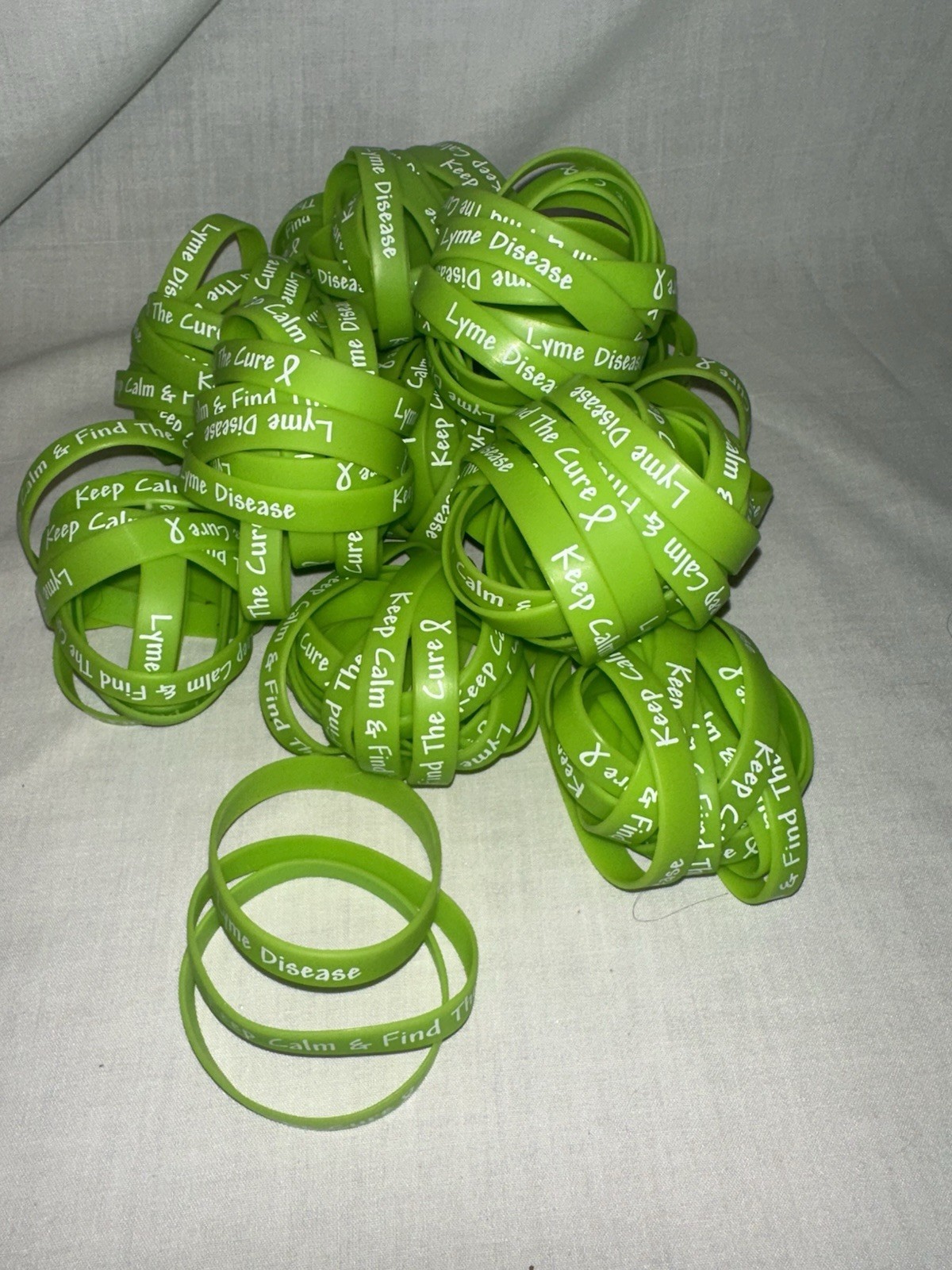 120 Premium Silicone Bracelets LYME Disease Keep Calm & Find The Cure –