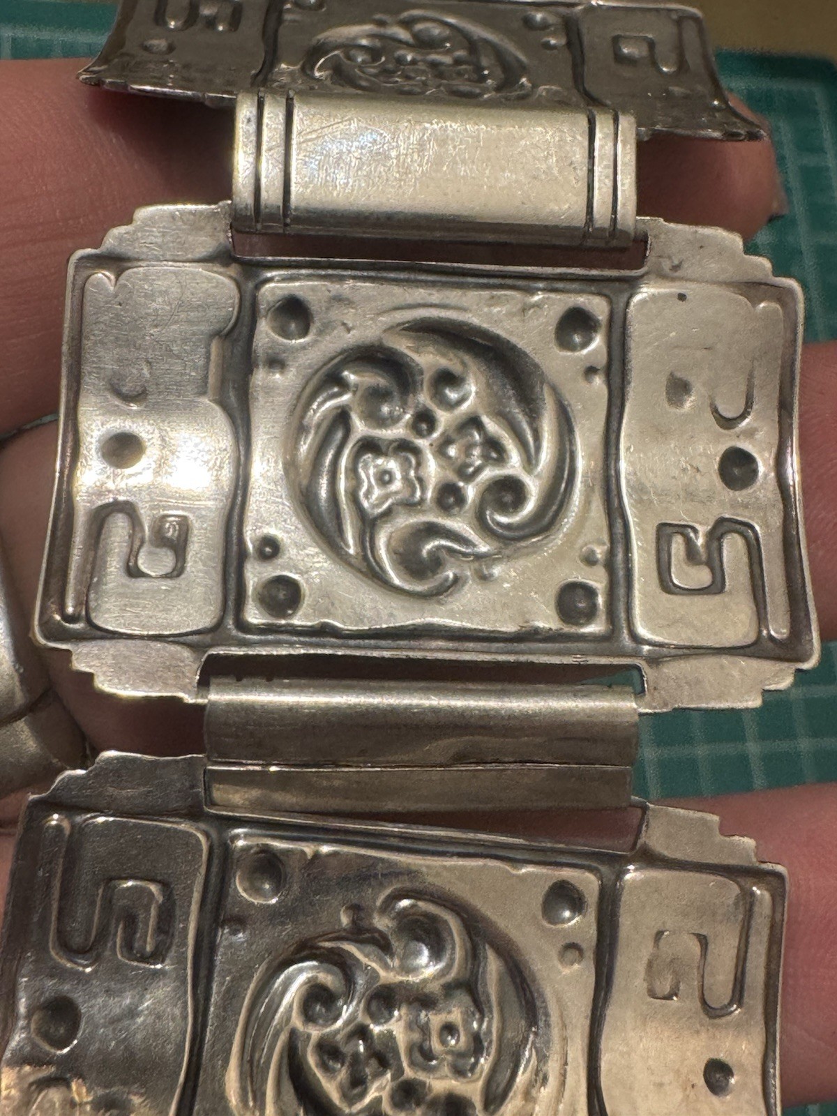 Vintage Candida Sterling Silver 63.6 gr Panel Wide Bracelet #1