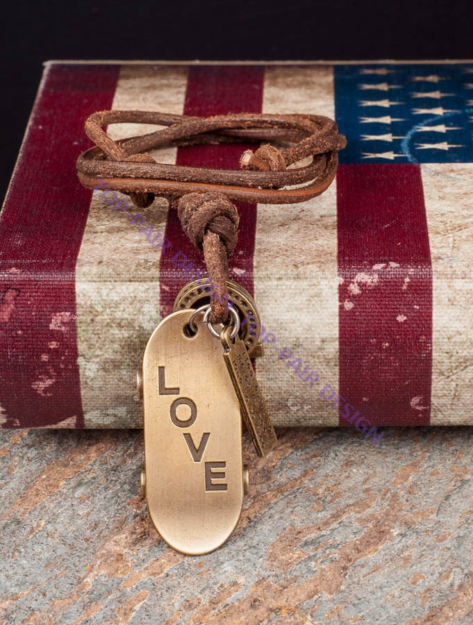 Men’s X-sports LOVE Skateboard Pendant Real 3mm Leather Cord Choker Necklace