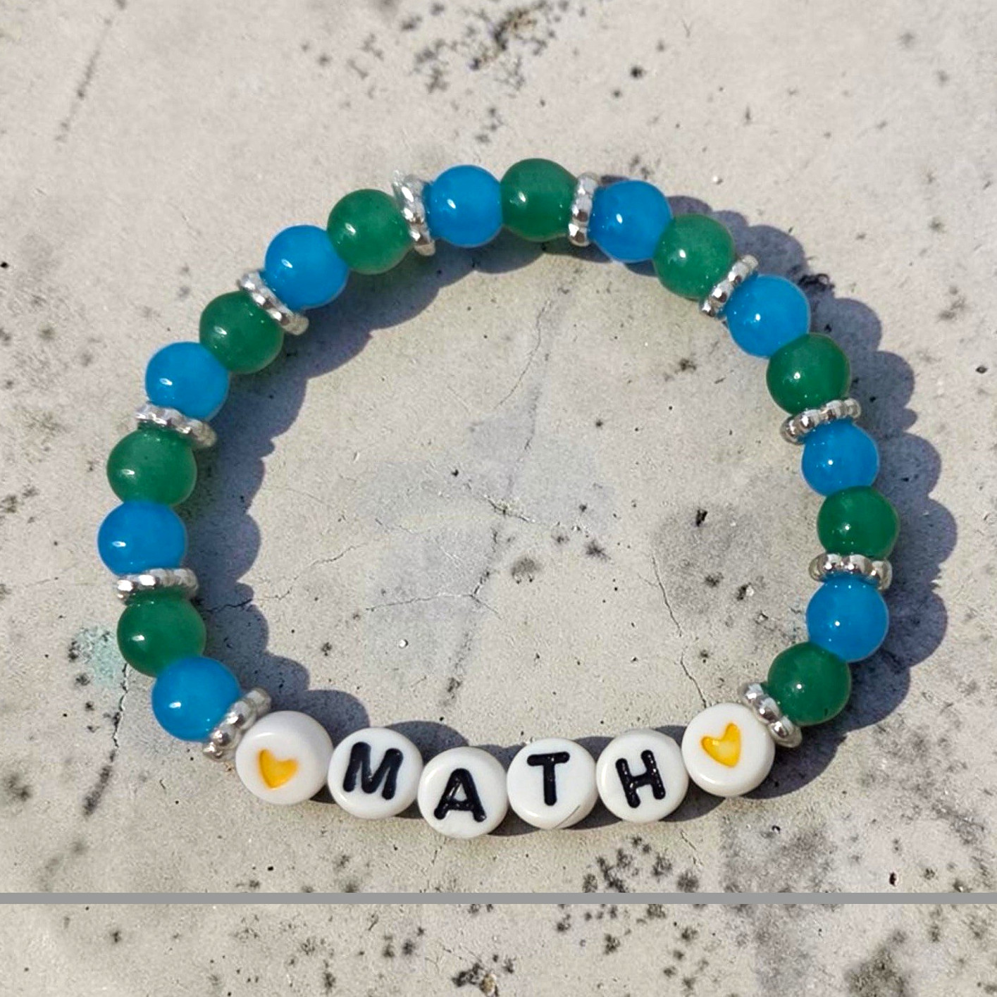 Blue Green midnight till morningBeaded Stretch Slip-On Bracelet “MATH” Stackable