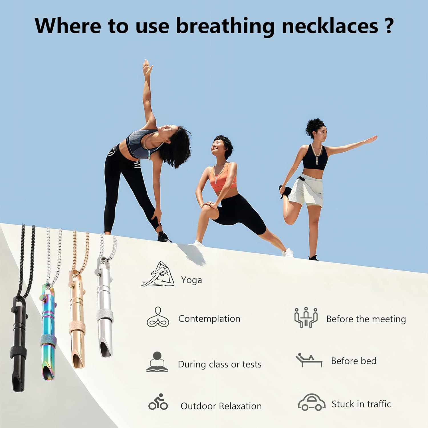 Colorous Anxiety Breathing Necklace for Meditation Mindfulness StressRelief Gift