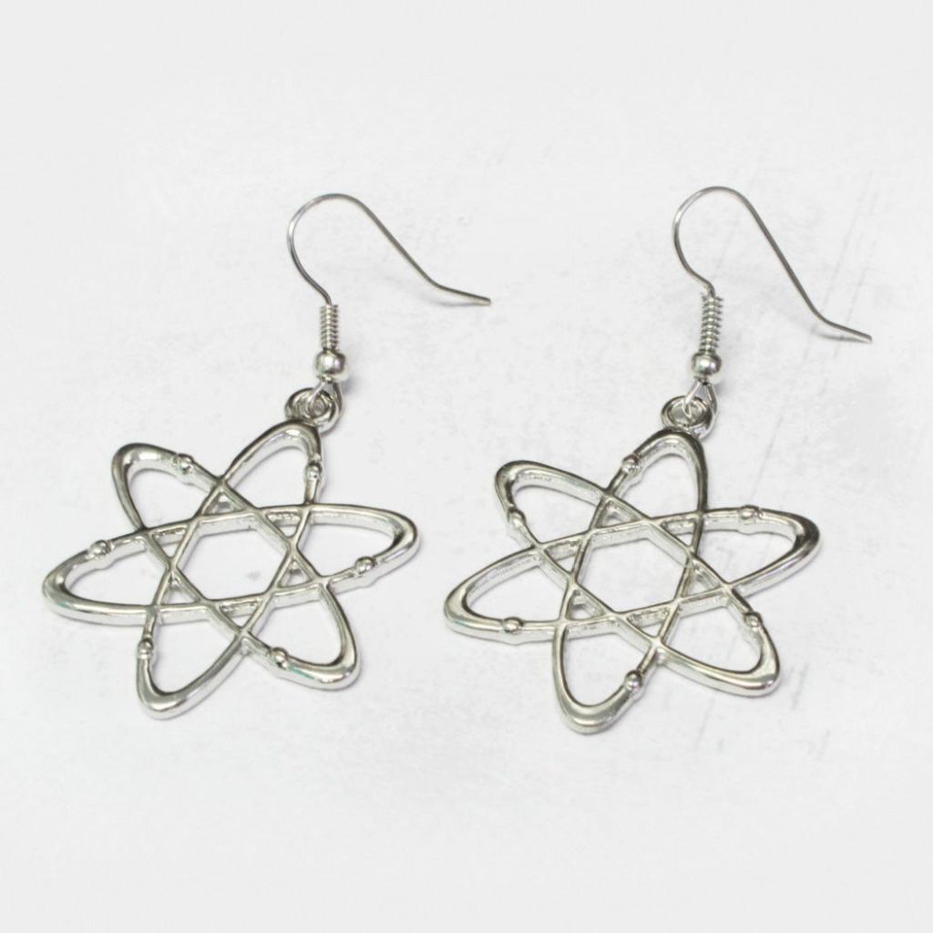 ATOM EARRINGS 2.25″ Atomic Chemistry Science Drop Stainless Steel Ear Wires NEW