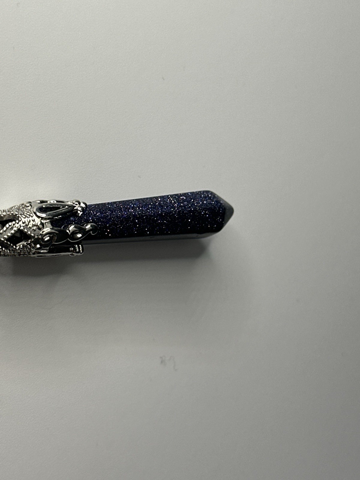 Silver Tone Man-Made Sparkly Blue Sandstone “Stone of Ambition” Romance Pendant