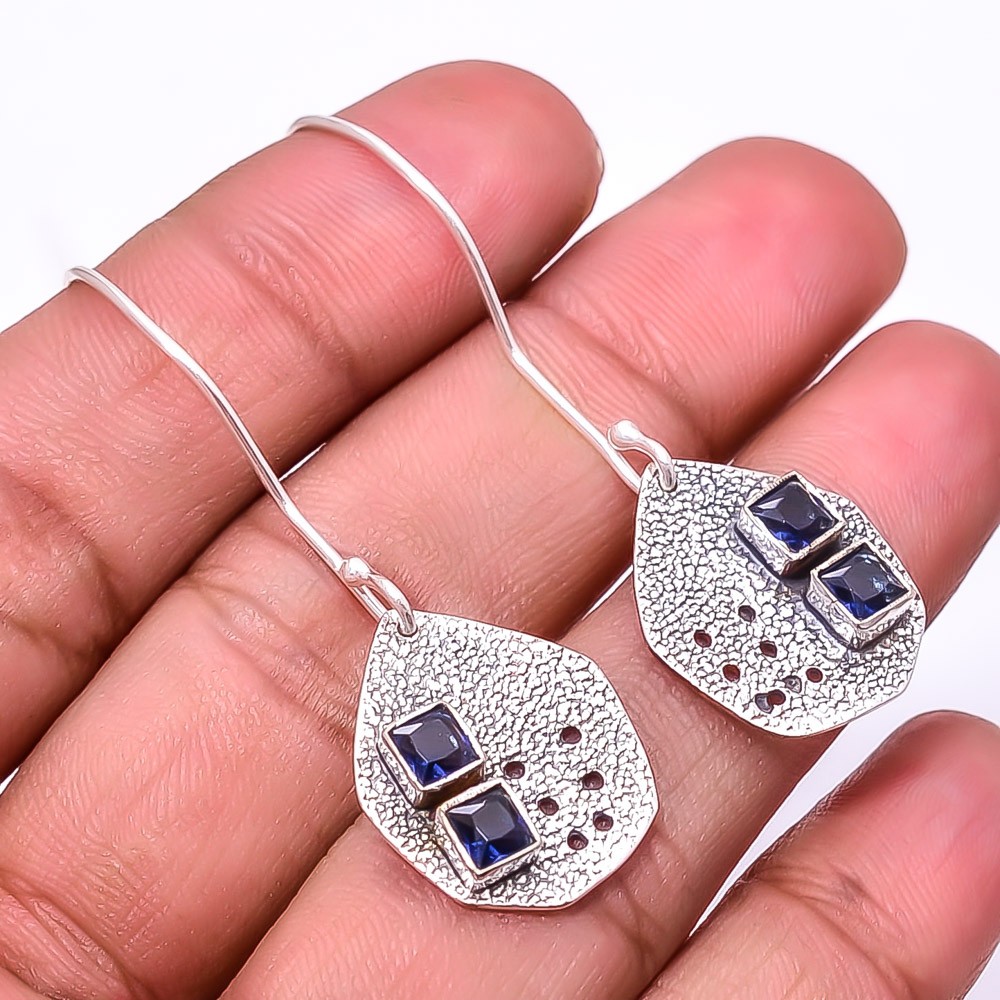 Iolite Designer Gemstone 925 Sterling Silver Handmade Earring 1.95″ E936018519