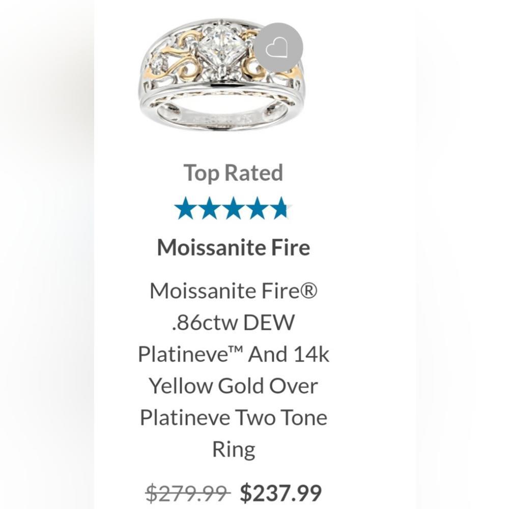Moissanite Fire 0.86ctw Platineve & 14k Yellow Gold over Platineve 2 Tone Ring