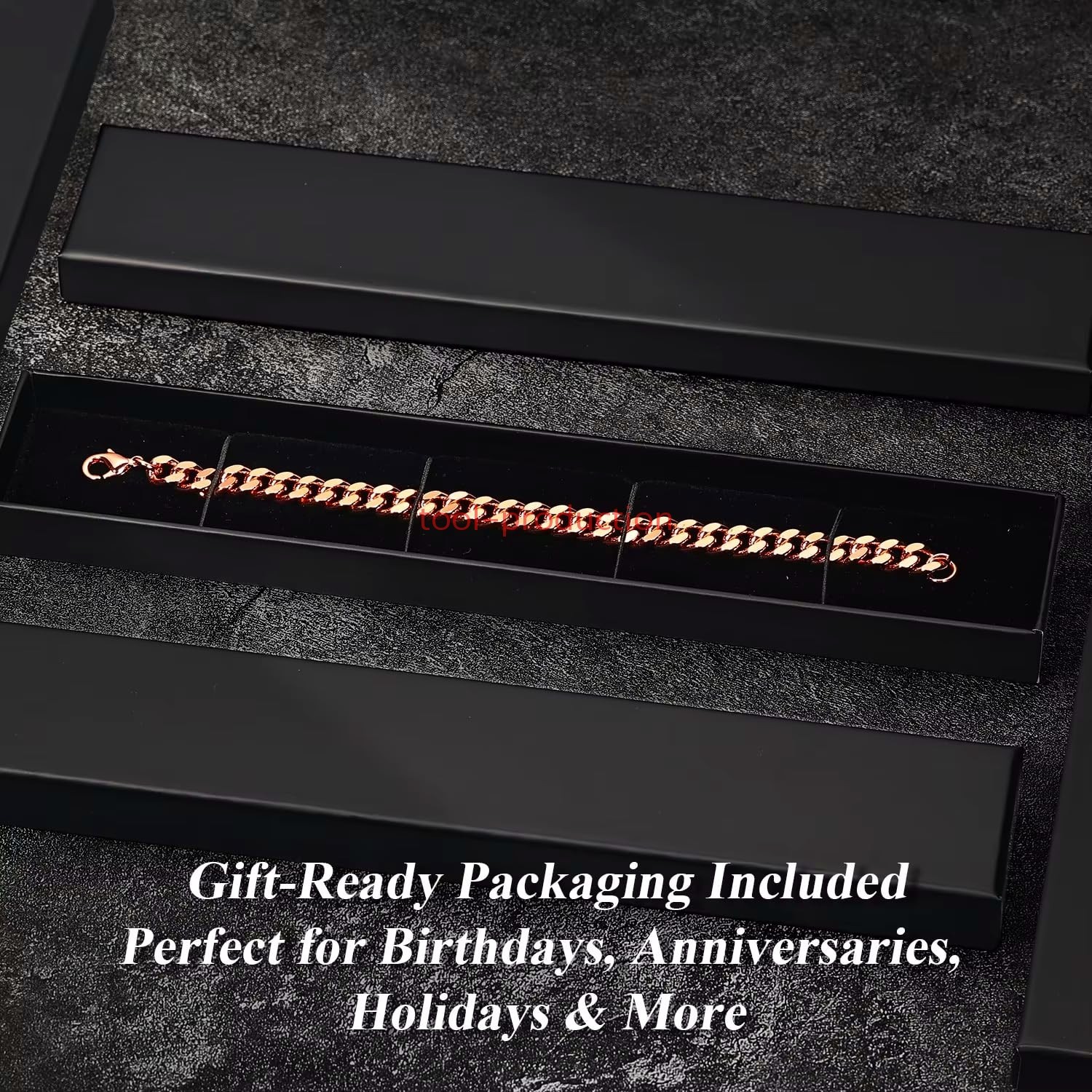 Copper Bracelet for Men–99.95% Pure Copper Cuban Link Chain–8.5in 5mm, 7mm, 12mm