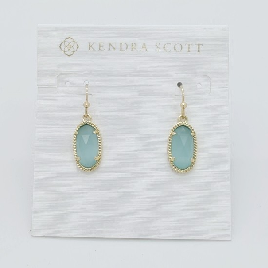 New Kendra Scott Lee Gold Drop Earrings In Clear Light Blue Illusion