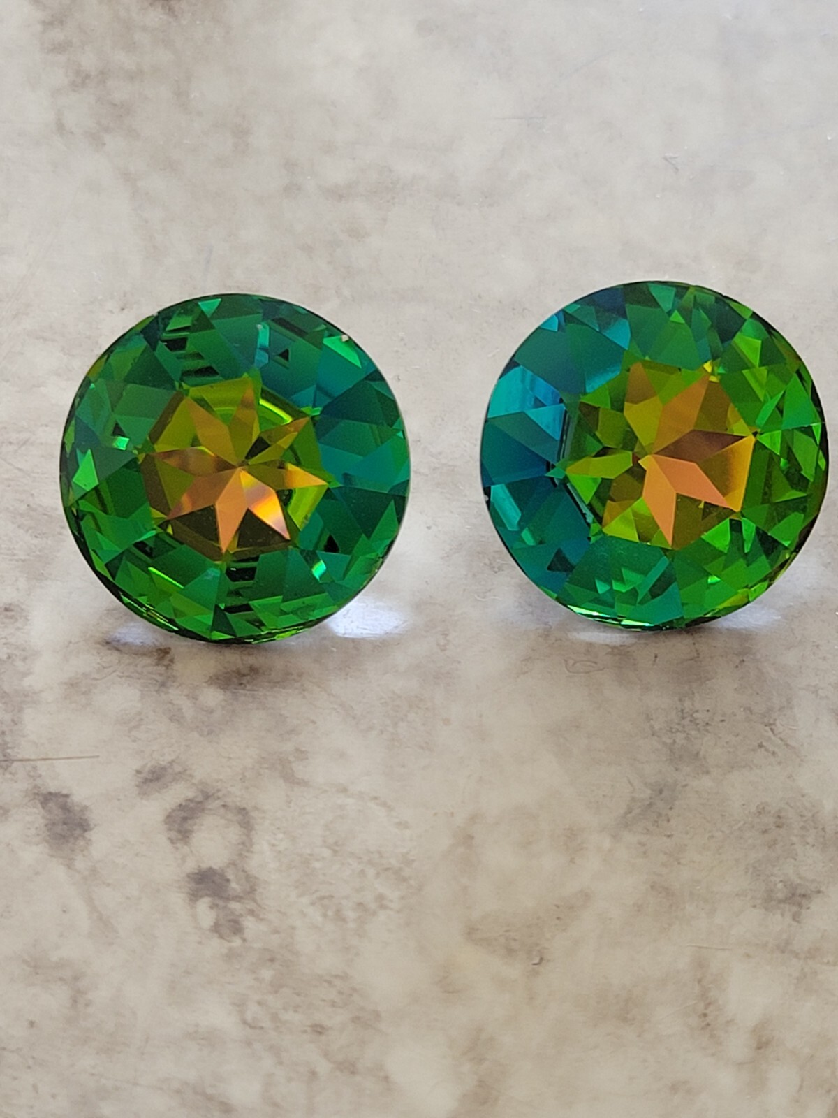 26MM Swarovski Vitrial Rainbow Fancy Cut Clip On W/Soft Pads Earrings Beautiful