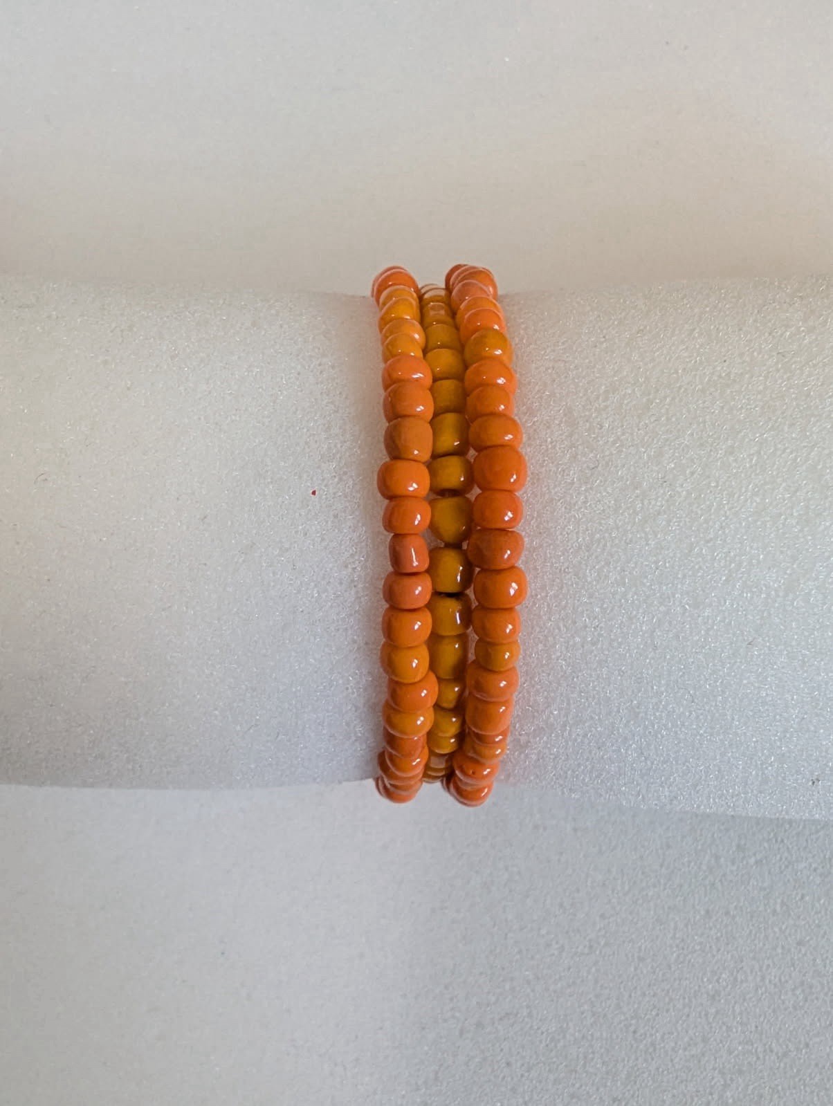 Solid Orange Elastic Stretch Beaded Bracelet (3-Pack) Handmade B21