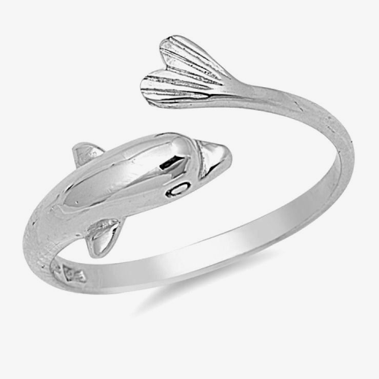 USA Seller Dolphin Ring Sterling Silver 925 Plain Jewelry Gift Size Selectable