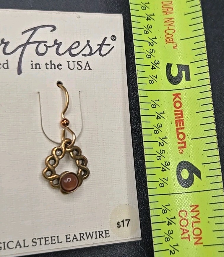 Silver Forest Earrings USA Petite Dangle Bronze Tone Chain Tigers Eye Beads