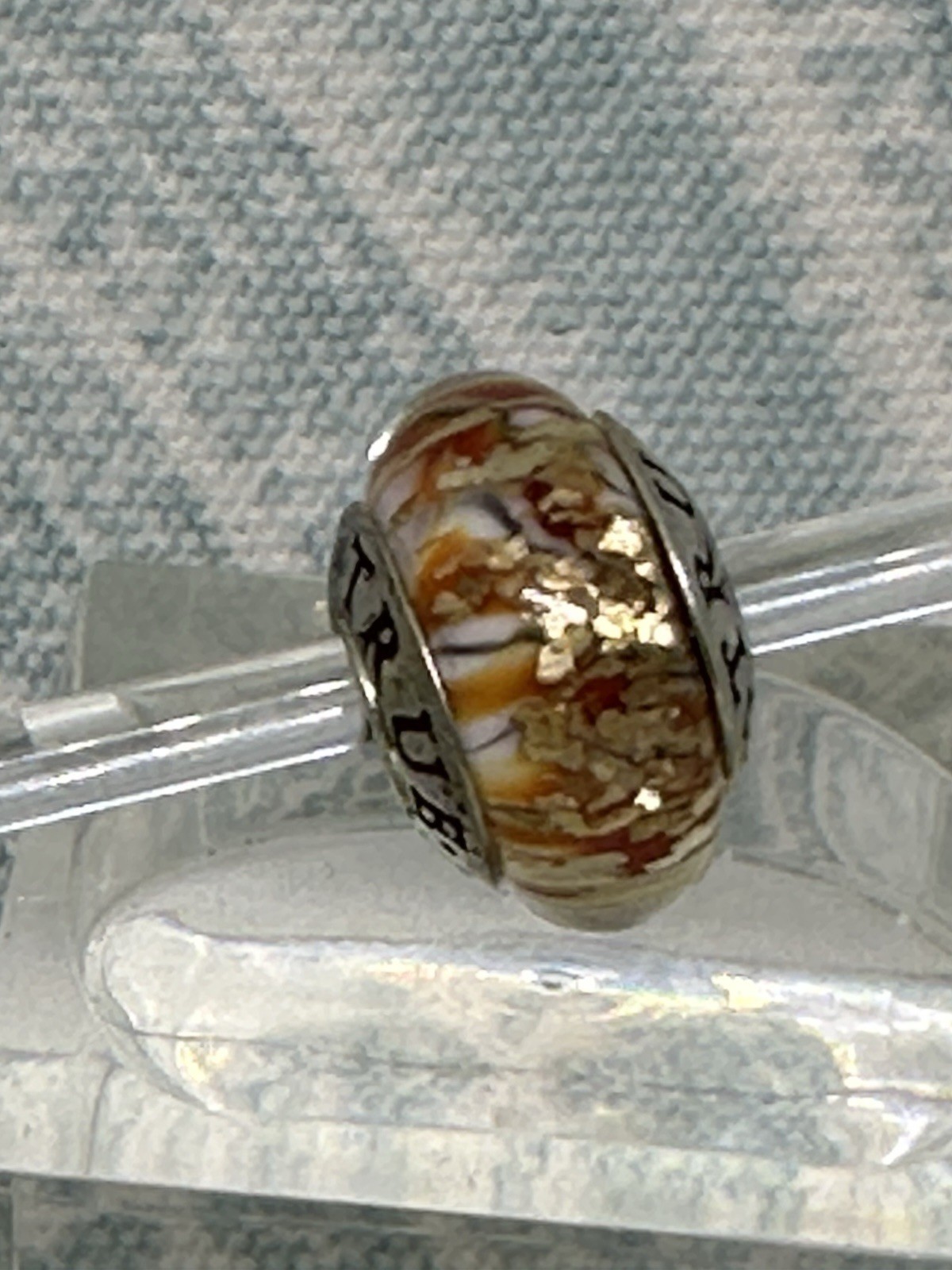 True Beadz Orange & White with Gold Flakes, New