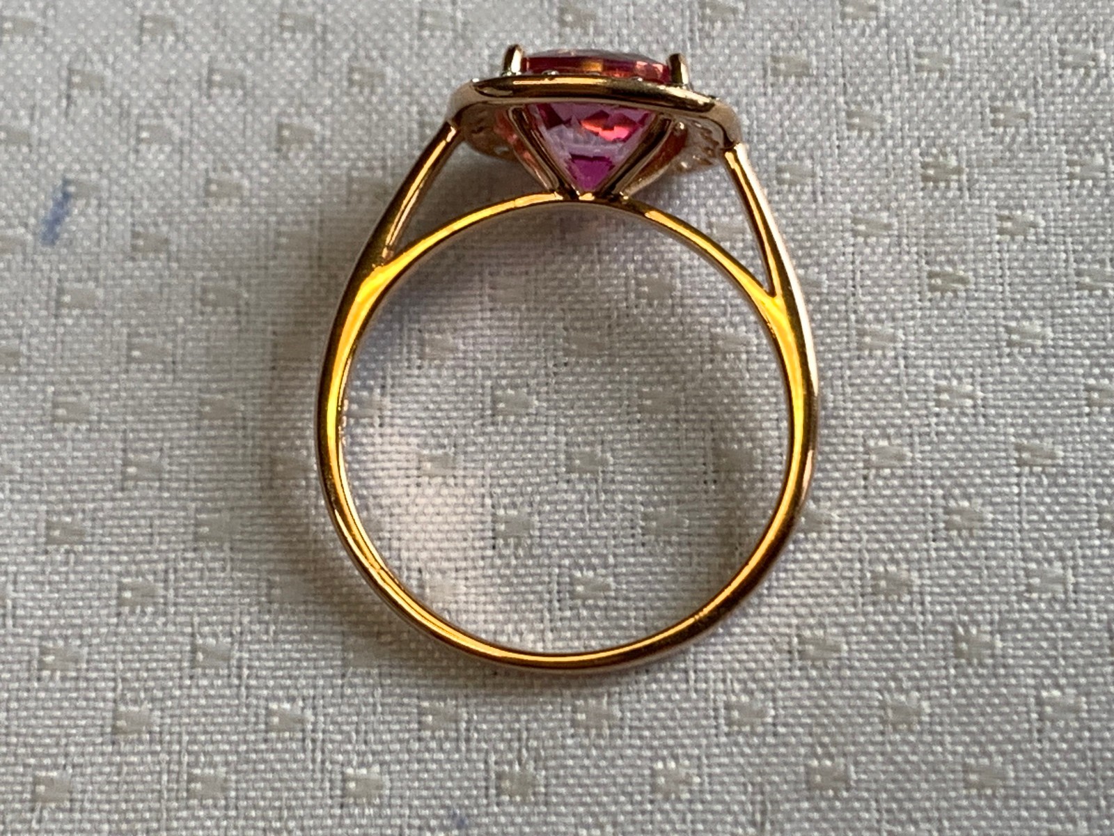 10K Rose Gold Ring 2.58g Fine Jewelry Size 8 Band Pink & Clear Color *READ*