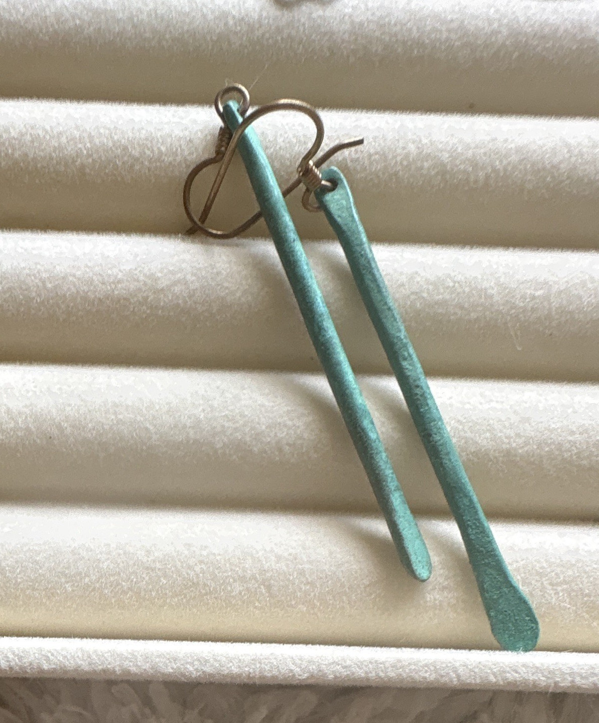 Peruvian Copper Metal Dangle Drop Earrings Hook Closure Lobe No Stone