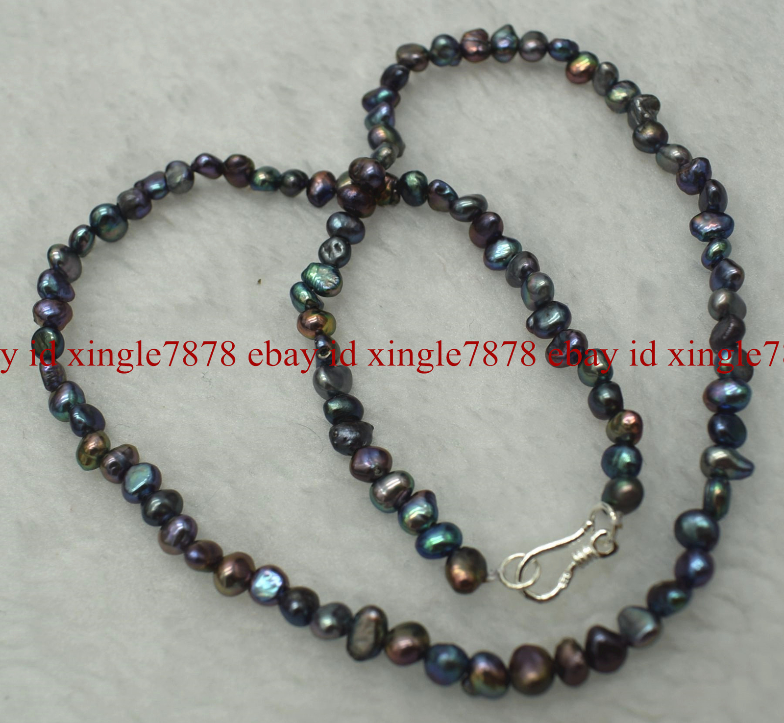 Natural 4-5mm Small Black Freshwater Baroque Pearl Necklace 16-28″ Silver Clasp