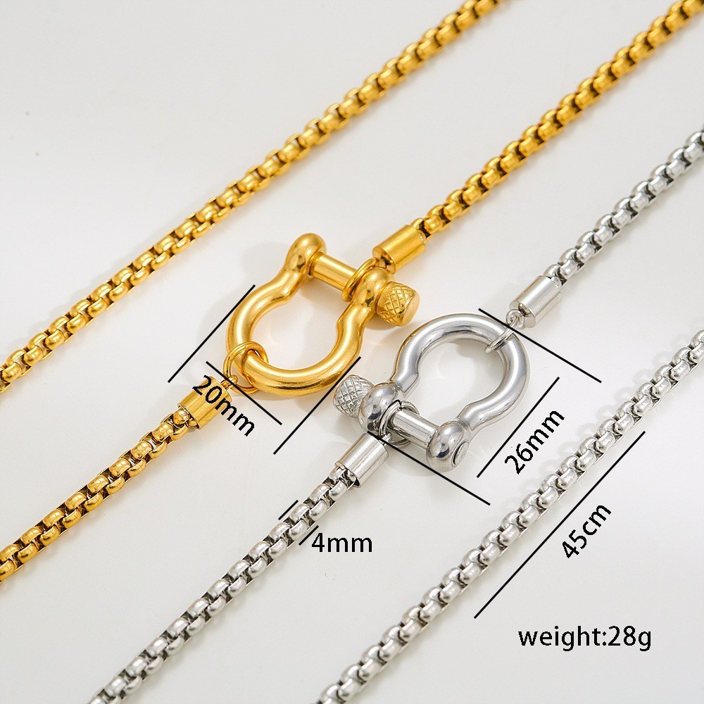 Fashion sports style stainless steel carabiner necklace 18inch 45cm