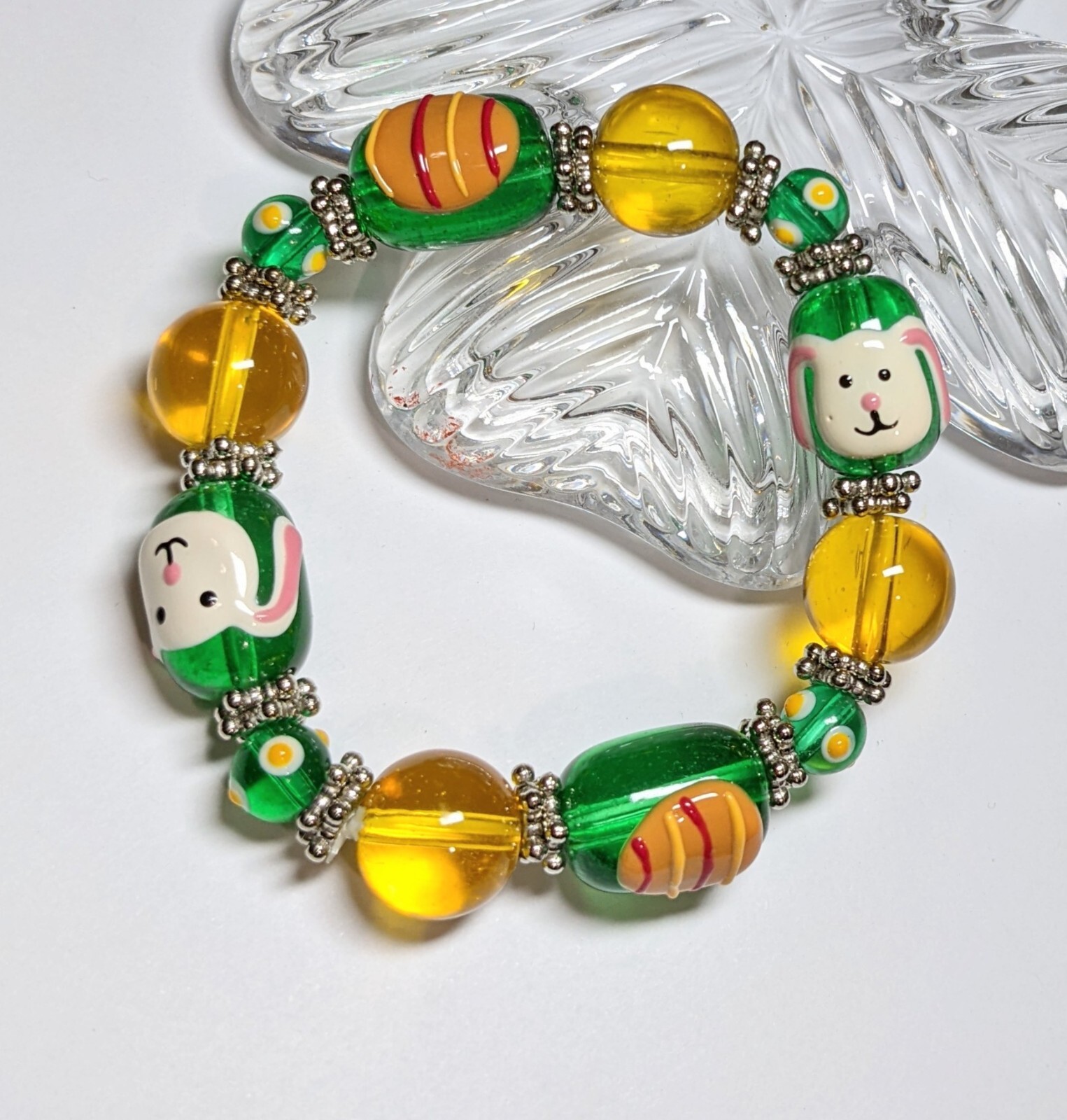 Easter Bracelets Bunny Egg Easter Egg Hunting Beaded Stretch Wholesale Lot of 6