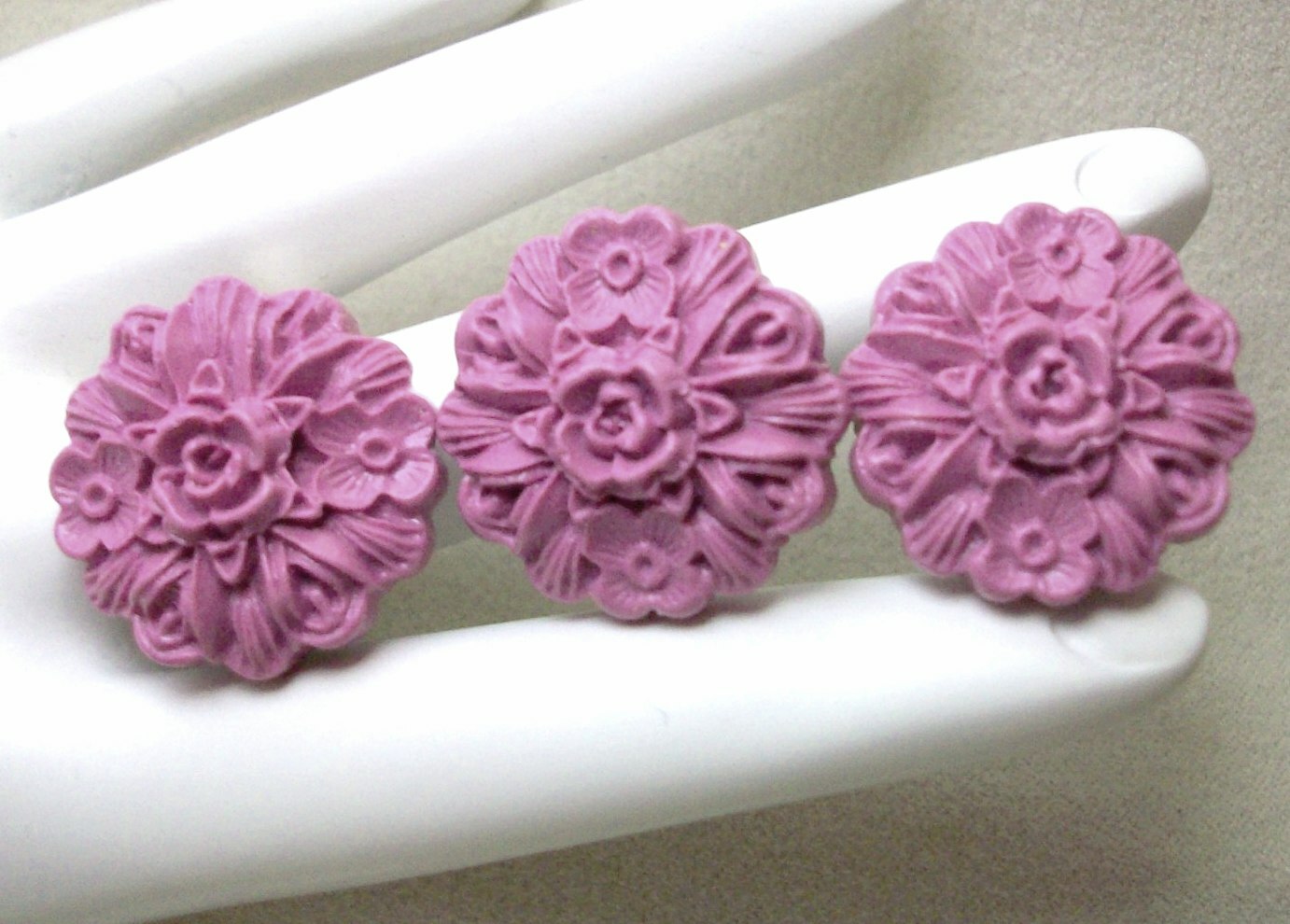 Pink Clip on Earrings and Adjustable Ring Costume Jewelry Set Polymer Clay