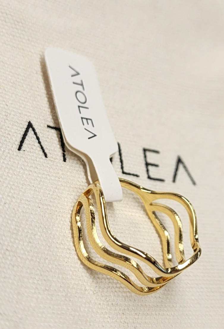Atolea 18K Gold Plated Ocean Waves Ring sz 8