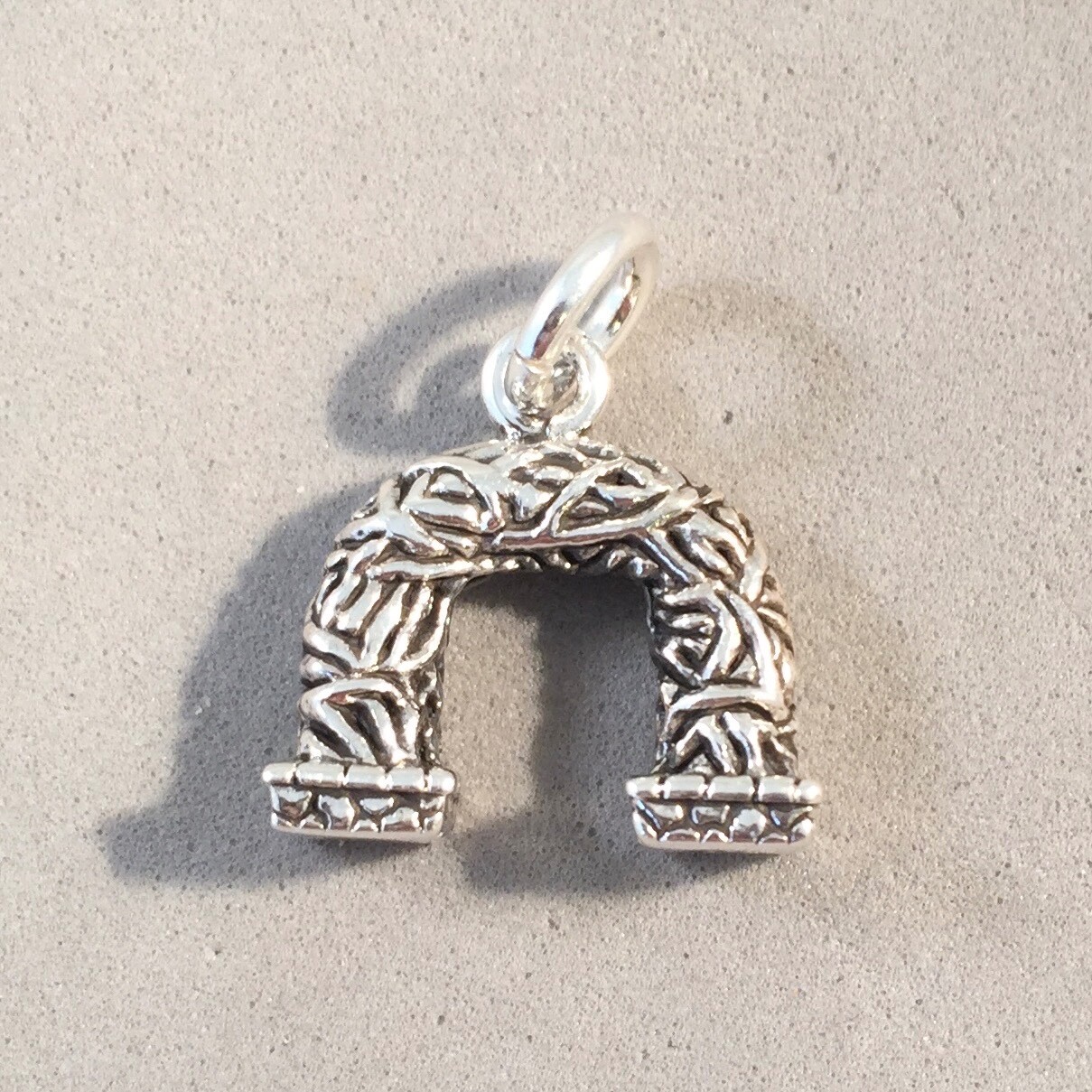 .925 Sterling Silver 3-D ELK HORN ARCH CHARM Pendant Jackson Hole WY 925 TW49