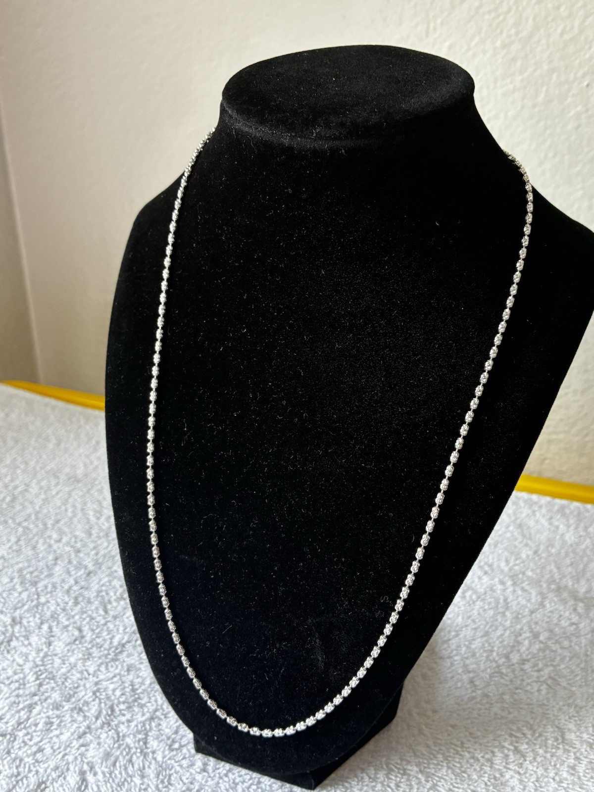 925 Sterling Silver Barrel Link Chain/ Rhodium finish 22” 1.8mm
