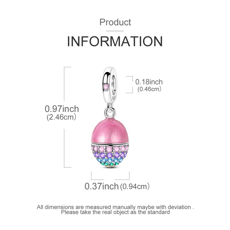 MULA European Claw Easter Egg Charm CZ 925 Sterling Silver For Women Bracelet