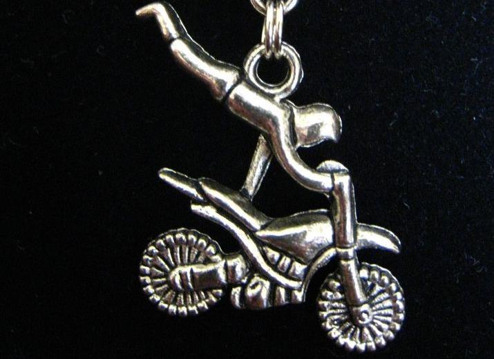 925 sterling silver 22″ necklace MOTORCYCLE BIKE pendant men motocross moto