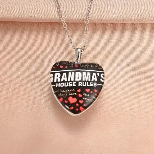 Heart Pendant Necklace Grandma’s House Rules