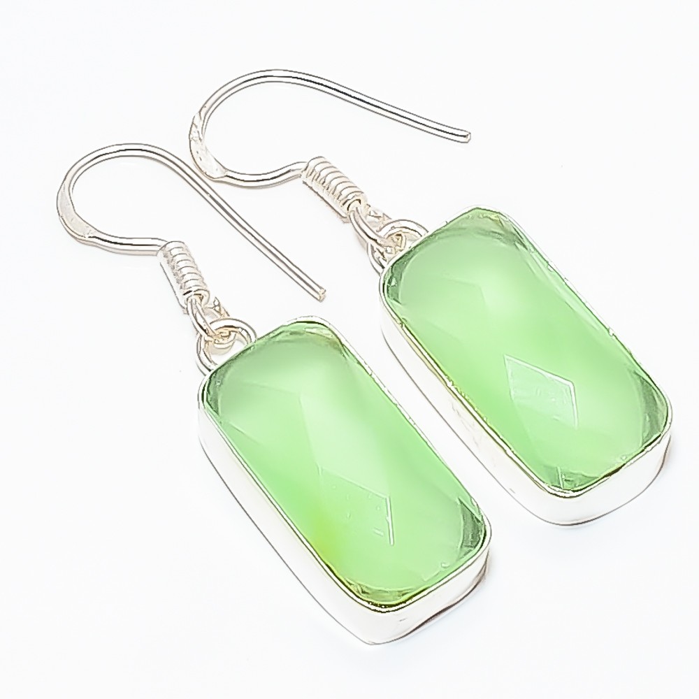 Green Amethyst Gemstone 925 Silver Plated Earring 1.56″ TE7507-341